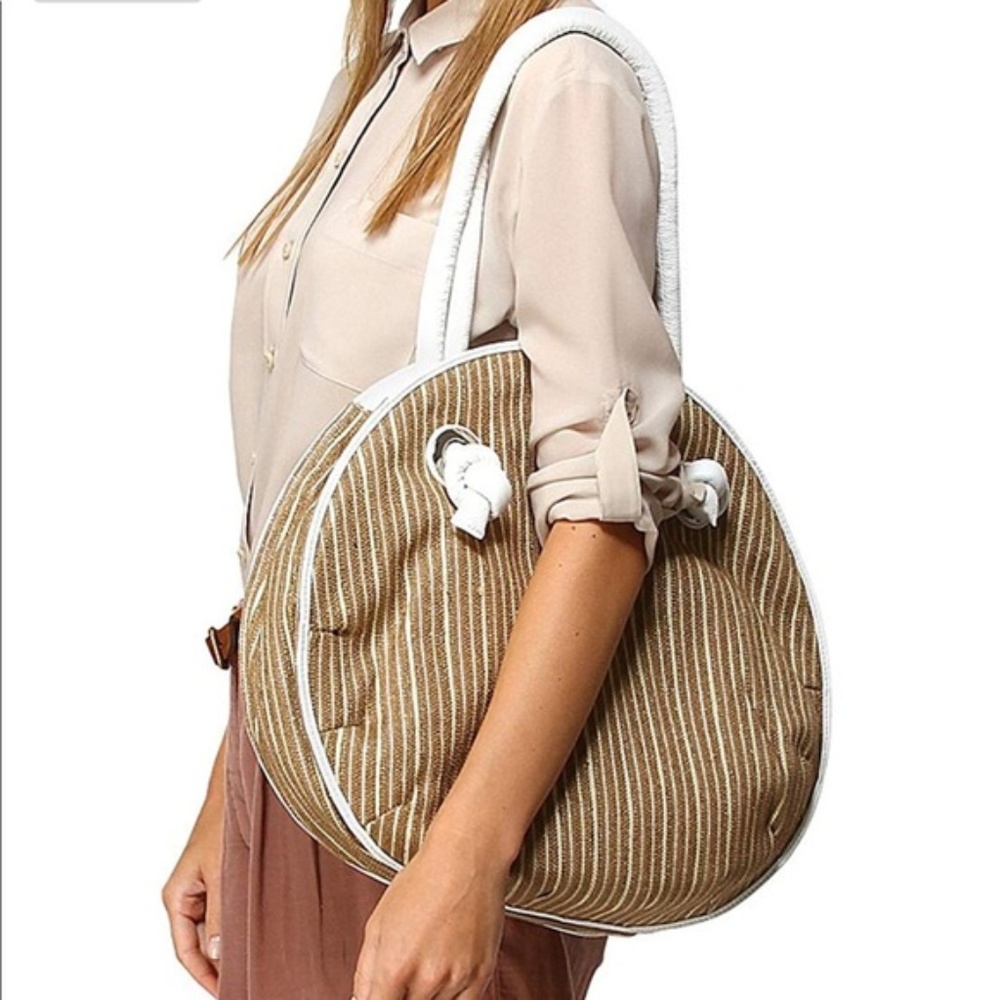 NEW Bodhi Circle Gold Canvas & Leather Bag